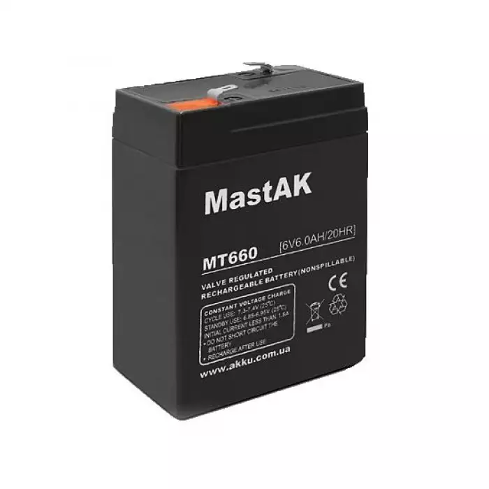 Акумулятор тяговий MastAK AGM 6Ah 6V MT660