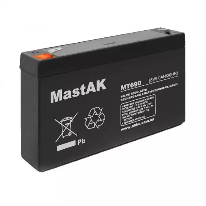 Аккумулятор тяговый MastAK AGM 9Ah 6V MT690