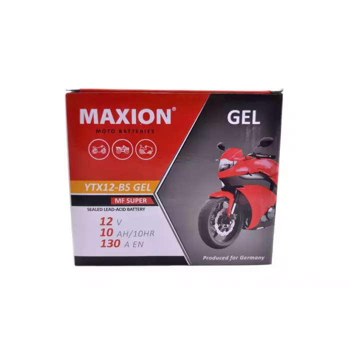 Мото аккумулятор MAXION GEL 6СТ-10Ah Аз 12В 130А (EN) YTX12-BS GEL