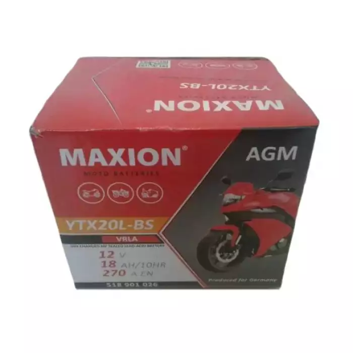 Мото акумулятор MAXION AGM 6СТ-18Ah АзЕ 12В 270А (EN) YTX20L-BS