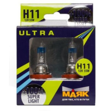 Автолампа МАЯК Ultra Super Light +100% комплект (PGJ19-2, H11, 12V, 55W) MK 82110SL+100
