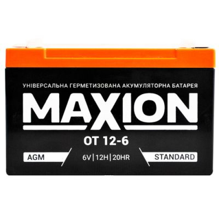 Акумулятор тяговий MAXION AGM 12Ah Аз 12Ah 6V mx6v12