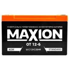 Акумулятор тяговий MAXION AGM 12Ah Аз 12Ah 6V mx6v12