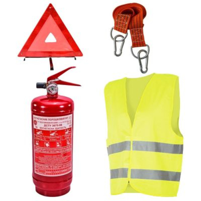 Набір технічної допомоги з вогнегасником ВП-2 "Аварійний" (ВП-2+Знак+Трос+Жилет) 33-019-IS