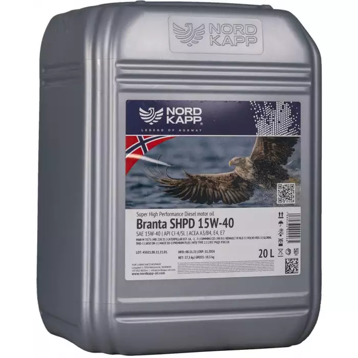 Автомобільна моторна олива NORDKAPP BRANTA SHPD 15W-40 20л nk0465