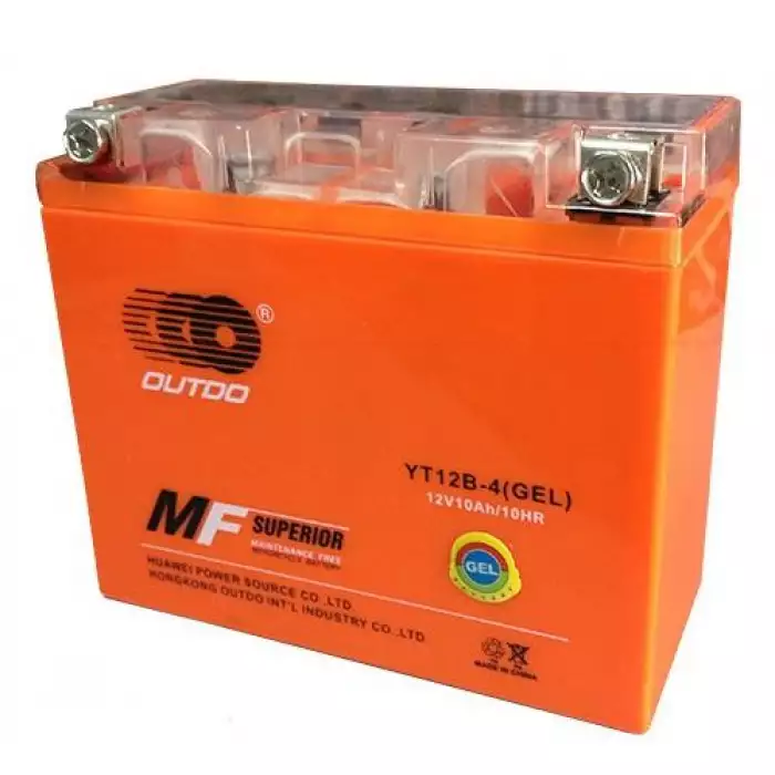 Мото аккумулятор YT 12B-4 (GEL) OUTDO (12V, 10A)