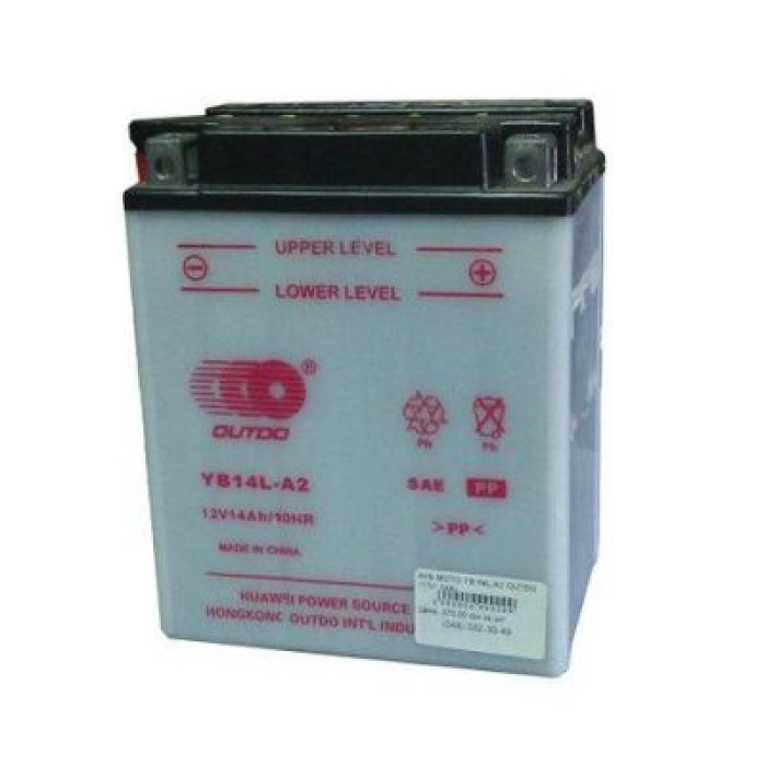 Мото акумулятор OUTDO YB 14L-A1 (12V, 14A) (біл)