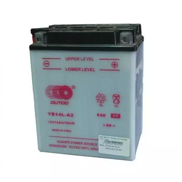 Мото аккумулятор YB 14L-A1 OUTDO (12V, 14A) (біл)