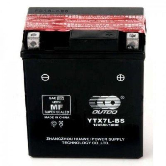 Мото акумулятор Outdo 6СТ-6Ah АзЕ 12В 100А (EN) YTX7L-BS