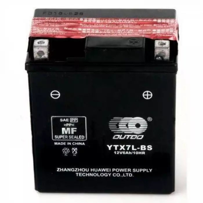 Мото аккумулятор Outdo 6СТ-6Ah АзЕ 12В 100А (EN) YTX7L-BS
