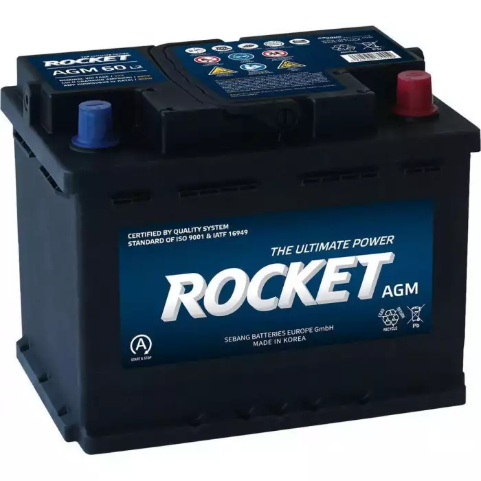 Автомобильный аккумулятор ROCKET AGM 6СТ-60Ah АзЕ 640A (CCA) AGM L2