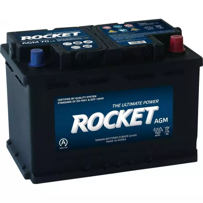 Автомобильный аккумулятор ROCKET AGM 6СТ-70Ah АзЕ 760A (CCA) AGM L3