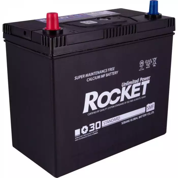 Автомобільний акумулятор ROCKET Japan 6СТ-45Ah Аз 430A (CCA) з перехідником під клему STD SMF 55B24R