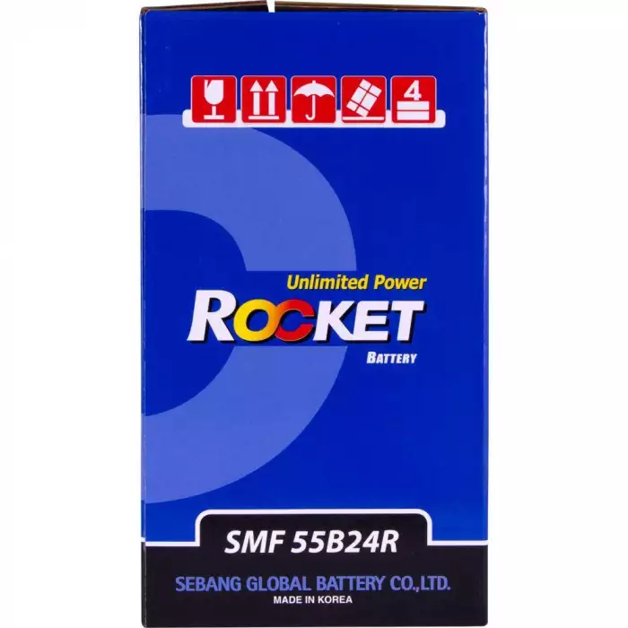 Автомобільний акумулятор ROCKET Japan 6СТ-45Ah Аз 430A (CCA) з перехідником під клему STD SMF 55B24R