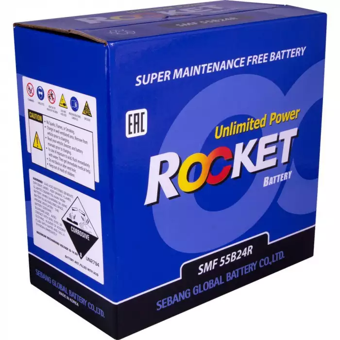 Автомобільний акумулятор ROCKET Japan 6СТ-45Ah Аз 430A (CCA) з перехідником під клему STD SMF 55B24R