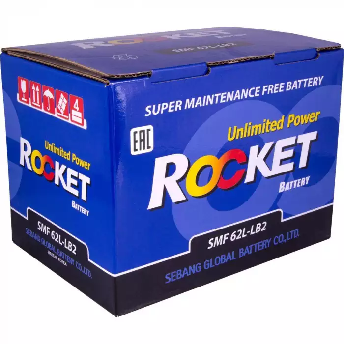 Автомобильный аккумулятор ROCKET 6СТ-62Ah АзЕ 540A (CCA) SMF 62L-LB2