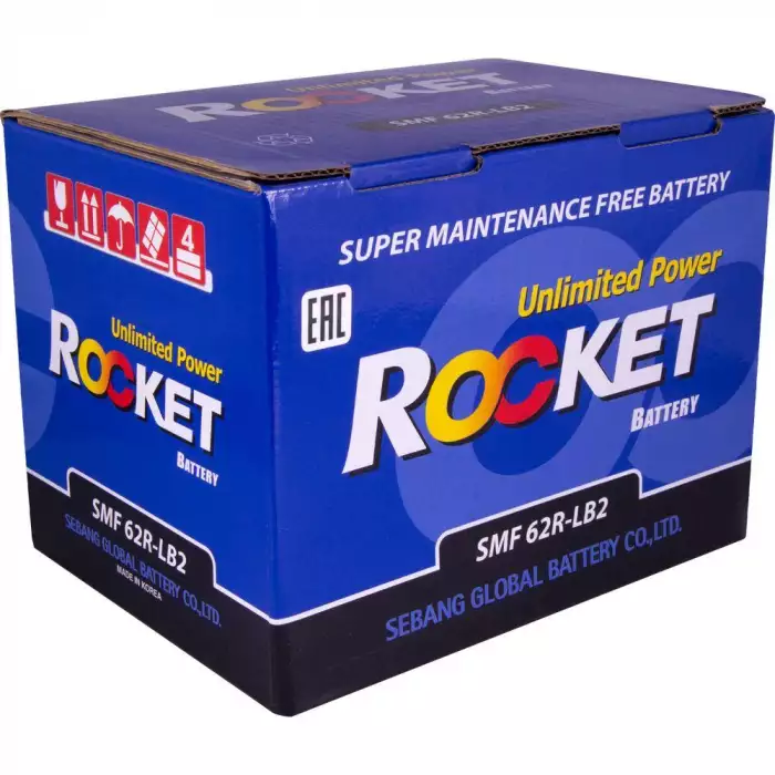 Автомобільний акумулятор ROCKET 6СТ-62Ah Аз 540A (CCA) SMF 62R-LB2