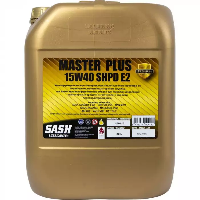 Автомобильное моторное масло SASH MASTER PLUS SHPD 15W-40 20л 100413