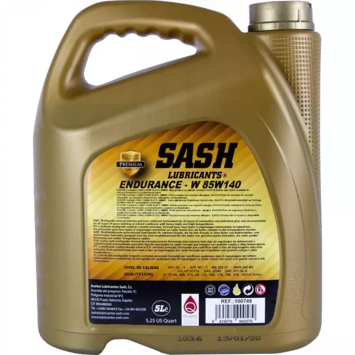 Масло трансмиссионное SASH ENDURANCE-W 85W-140 5л 100749