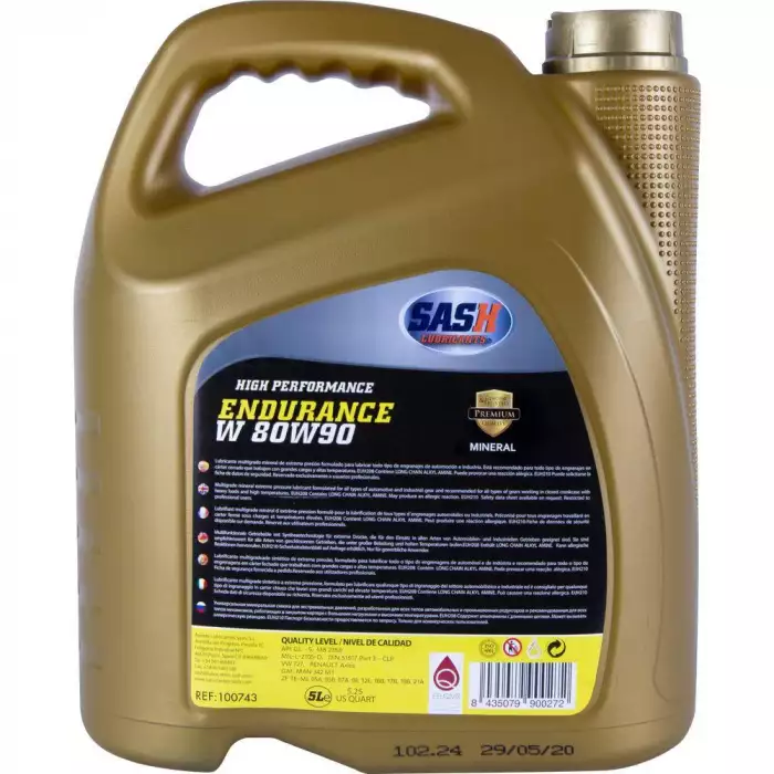 Масло трансмиссионное SASH ENDURANCE-W 80W-90 5л 100743