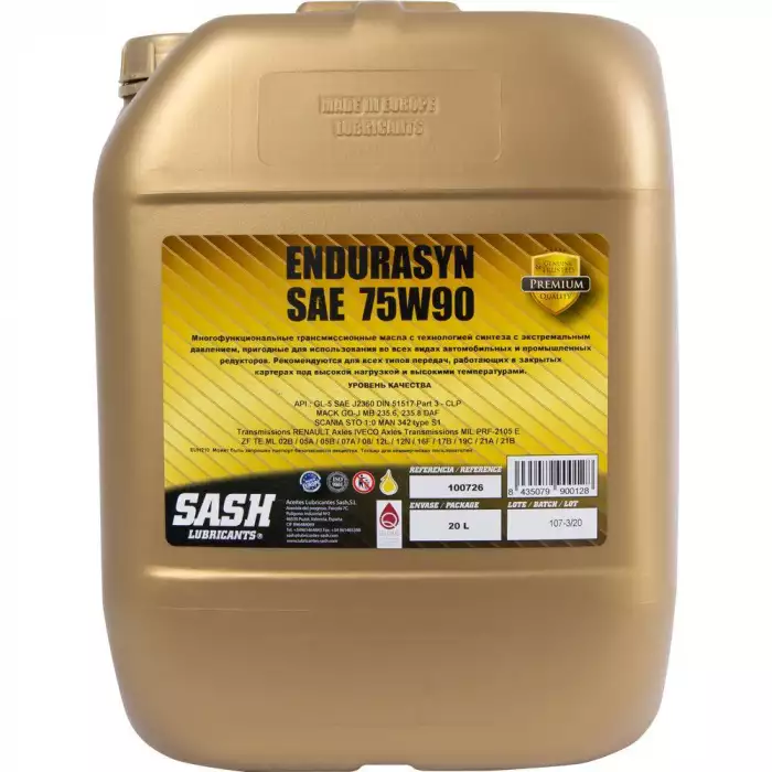 Масло трансмиссионное SASH ENDURASYN 75W-90 20л 100726