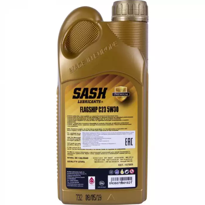 Автомобільна моторна олива SASH FLAGSHIP C23 5W-30 1л 107669