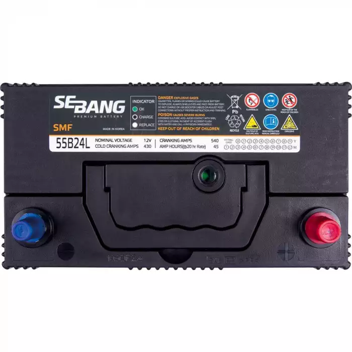 Автомобильный аккумулятор SEBANG Japan 6СТ-45Ah АзЕ ASIA 430A (CCA) ТК SMF 55B24L