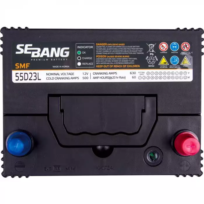 Автомобильный аккумулятор SEBANG Japan 6СТ-60Ah АзЕ ASIA 500A (CCA) SMF 55D23L