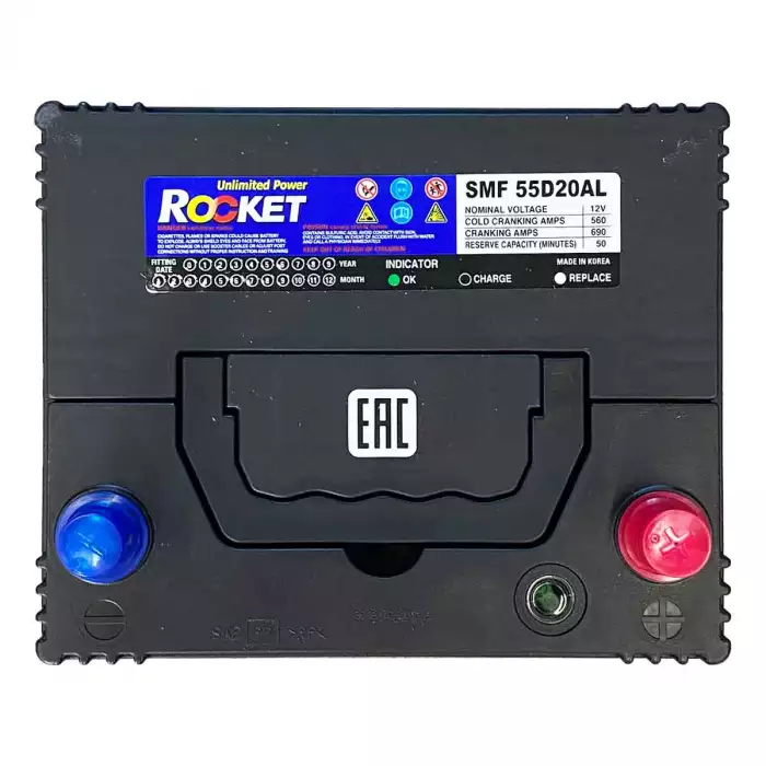Автомобильний аккумулятор ROCKET 6СТ-50Ah ASIA АзЕ 520А (CCA) SMF 55D20AL