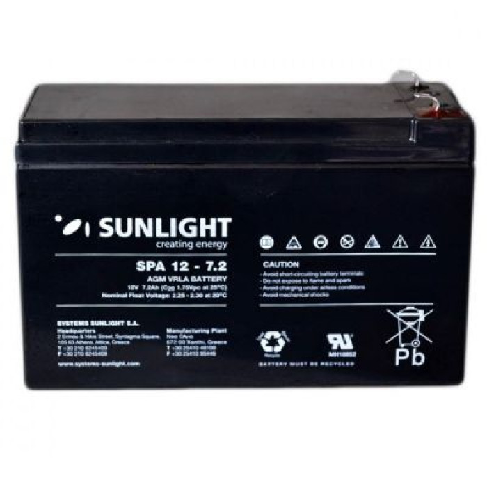 Акумулятор тяговий SUNLIGHT 7.2Ah 12V