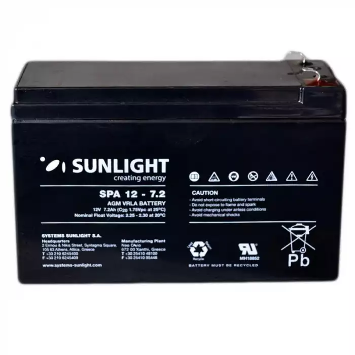 Акумулятор тяговий SUNLIGHT 7.2Ah 12V