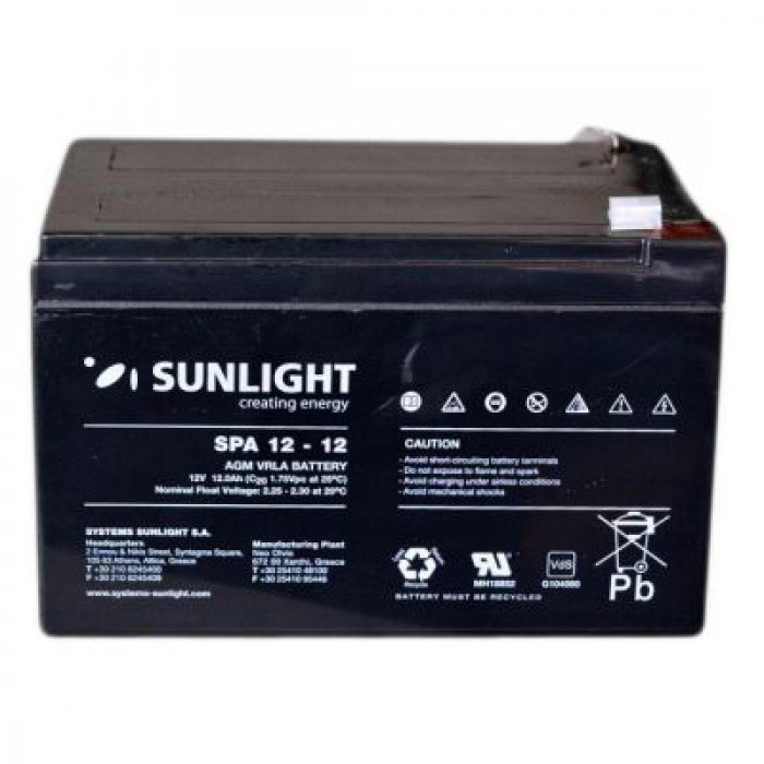 Акумулятор тяговий SUNLIGHT 12Ah 12V