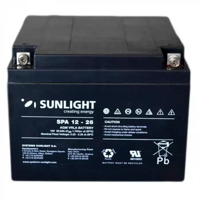 Акумулятор тяговий SUNLIGHT 26Ah 12V