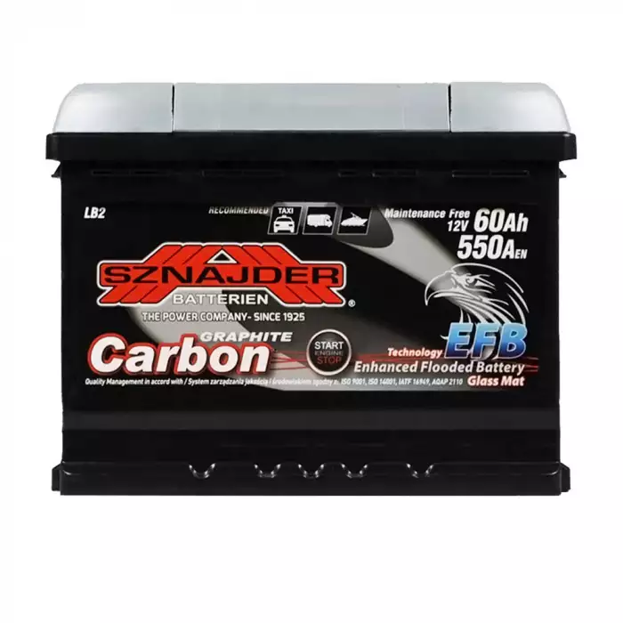 Автомобильный аккумулятор SZNAJDER Carbon Start Stop EFB (LB2) 60Аh 550А R+  (h=175) 560 08