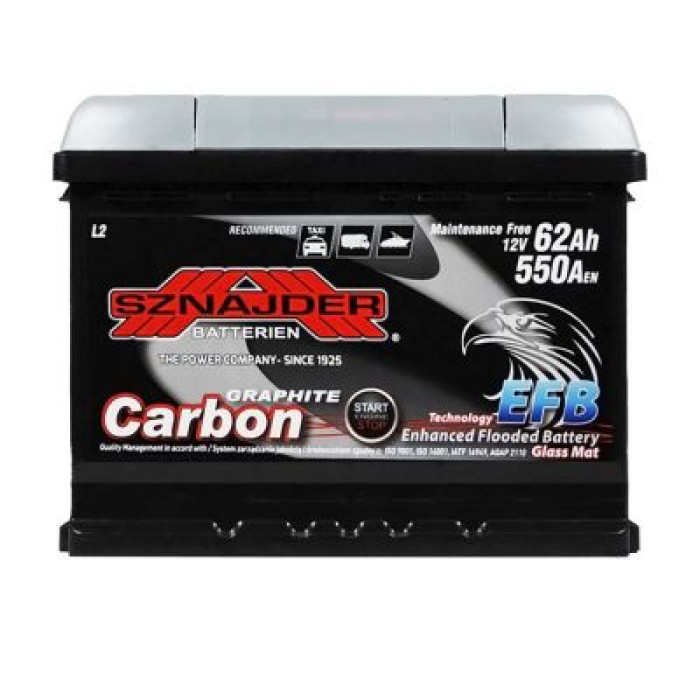 Автомобільний акумулятор SZNAJDER Carbon Start Stop EFB (L2) 62Аh 550А R+ 562 05