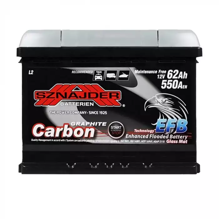 Автомобільний акумулятор SZNAJDER Carbon Start Stop EFB (L2) 62Аh 550А R+ 562 05
