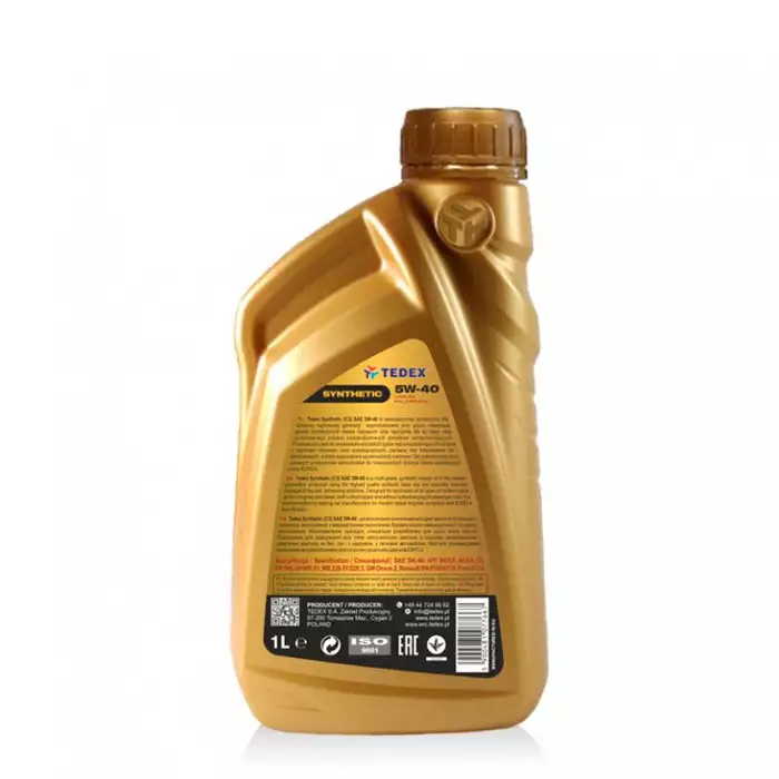 Автомобільна моторна олива TEDEX SYNTHETIC 5W-40 1л