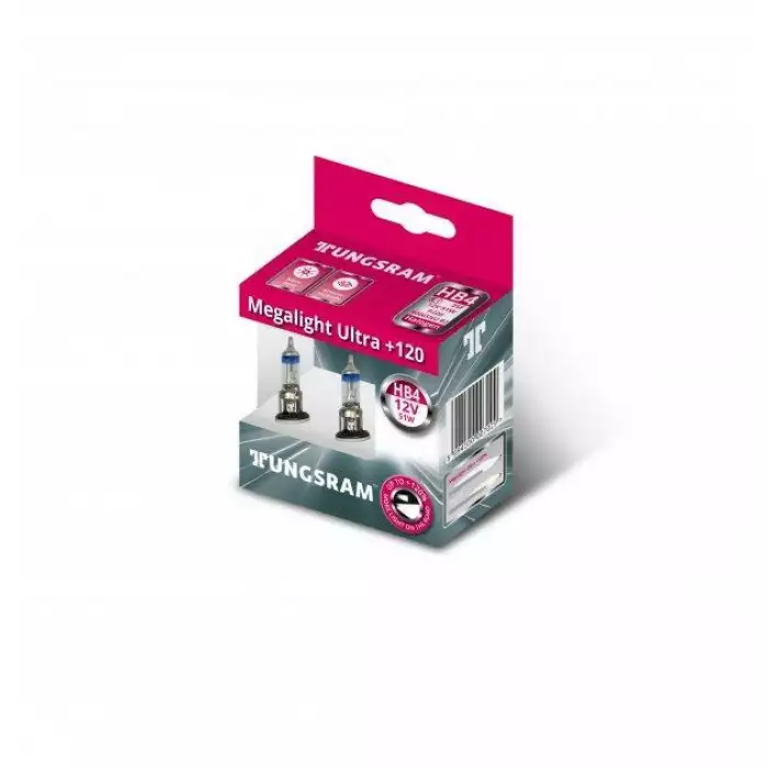 Автолампа TUNGSRAM Megalight Ultra +120 комплект (P22d, HB4, 12V, 51W) TU 53070SNU.2D
