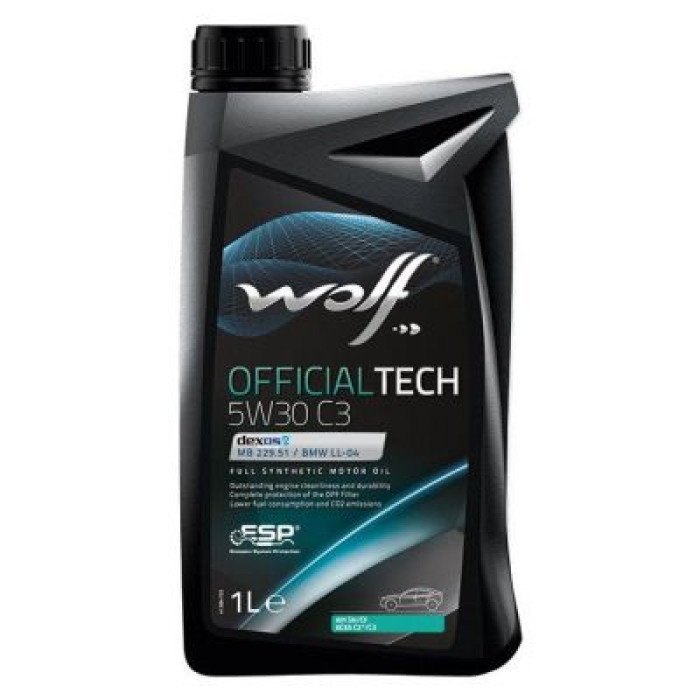 Автомобильное моторное масло WOLF OFFICIALTECH C3 5W-30 1л 8308017