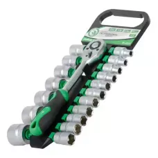 Набор торцевых головок с трещоточной рукояткой 1/2", Cr-V, 19 ед., INTERTOOL ET-6019