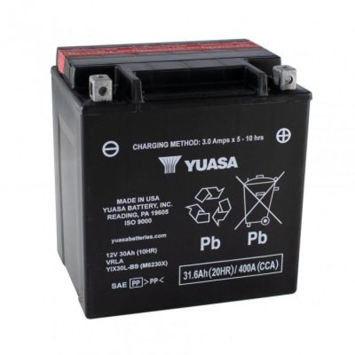 Мото аккумулятор Yuasa High Performance MF VRLA Battery AGM 6СТ-12V 31.6Ah АзЕ 386А (EN) сухозаряженный YIX30L-BS