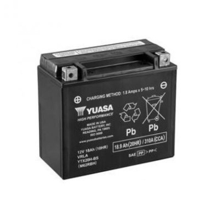 Мото аккумулятор Yuasa High Performance MF VRLA Battery AGM 6СТ-18,9Ah АзЕ 310А (EN) сухозаряженный YTX20H-BS