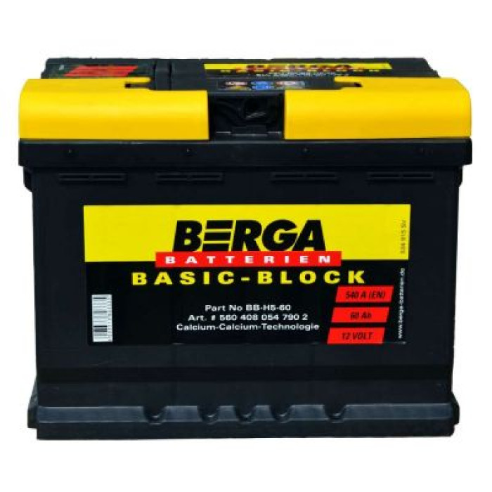 Автомобильный аккумулятор BERGA Basic Block 6СТ-60Ah АзЕ 540A (EN) 560408054
