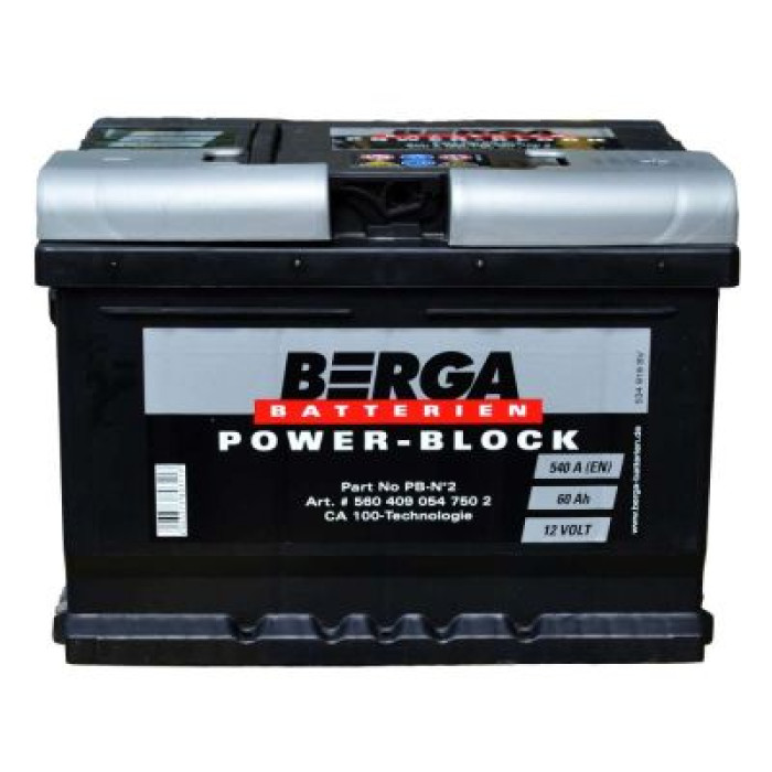 Автомобільний акумулятор BERGA Power Block 6СТ-60Ah АзЕ 540A (EN) 560409054