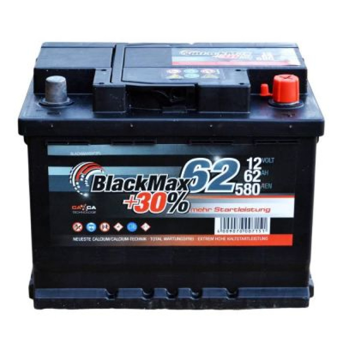 Автомобильный аккумулятор BlackMax 6СТ-62Ah АзЕ 580A (EN) B5005