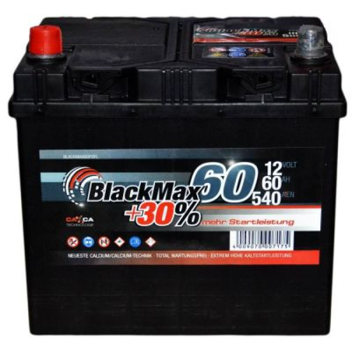Автомобильный аккумулятор BlackMax 6СТ-60Ah Аз ASIA 540A (EN) B4025 2018