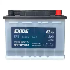 Автомобільний акумулятор EXIDE START-STOP EFB 6СТ-62Ah АзЕ 620А (EN) оригінал TOYOTA 56050