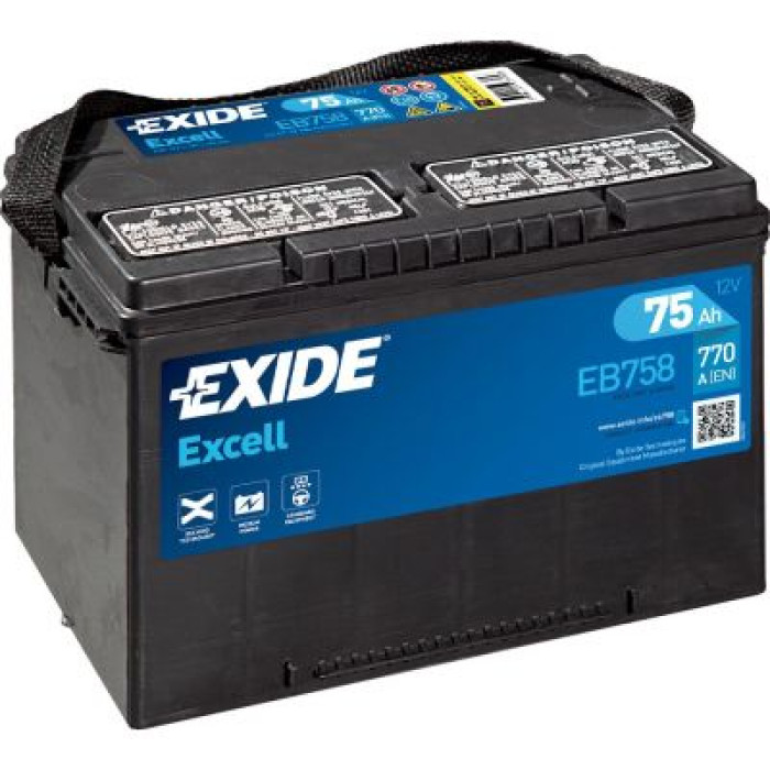 Автомобильный аккумулятор EXIDE Excell 6СТ-75Ah Аз ASIA 770A (EN) EB758
