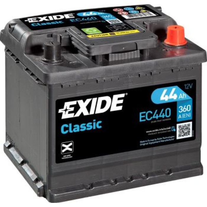 Автомобільний акумулятор EXIDE Classic 6СТ-44Ah АзЕ 360A (EN) EC440