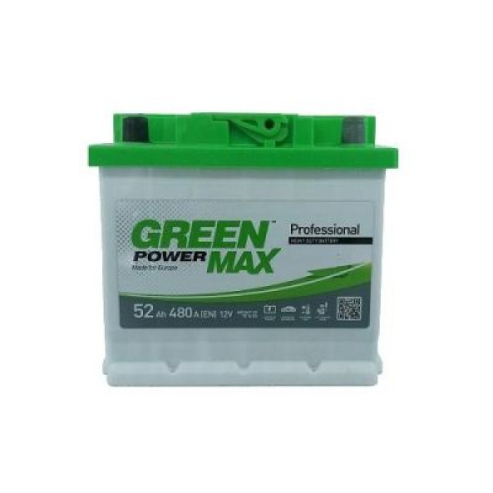 Автомобильный аккумулятор GREEN POWER MAX 6СТ-52Ah АзЕ 480A (EN)